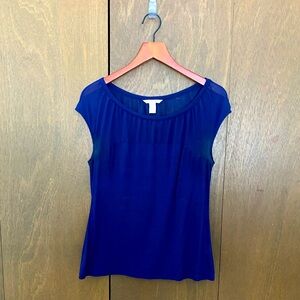 Banana Republic Purple Sheer At Neckline Top Size Small